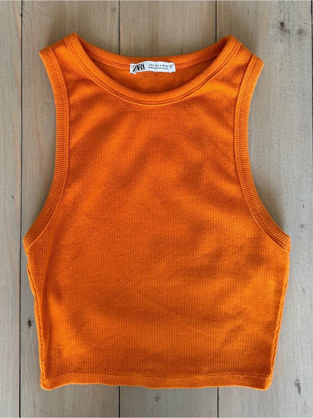 Zara Orange Ribbed Tank Top Small
